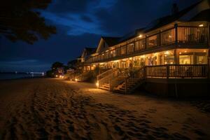 mooi strand cafe avond visie ai gegenereerd foto