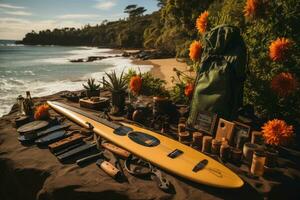 surfing gereedschap en uitrusting ai gegenereerd foto