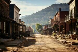 oud west stad- waar cowboys leven ai gegenereerd foto