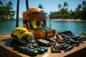 snorkelen gereedschap en uitrusting ai gegenereerd foto