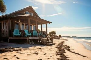 mooi strand cafe zonnig dag visie ai gegenereerd foto