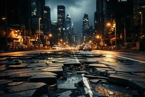 aardbeving in de stad oorzaken schade professioneel reclame fotografie ai generatief foto