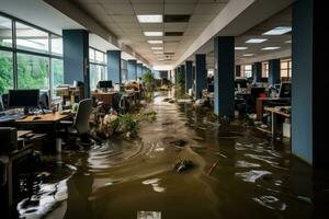 situatie overstromingen in kantoor beginnend scenario's professioneel reclame fotografie ai gegenereerd foto