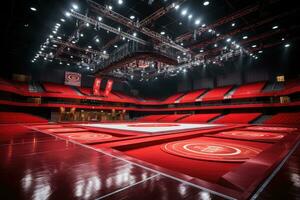 modern gymnastiek- arena professioneel reclame fotografie ai gegenereerd foto