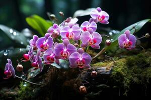 orchideeën in Woud natuur landschap ai gegenereerd foto