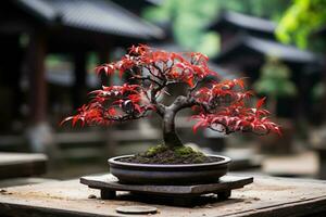 traditioneel Japans bonsai fabriek kunst ai gegenereerd foto