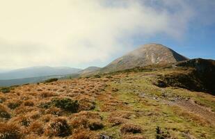 monteren hoverla hangende top van de oekraïens Karpaten tegen de achtergrond van de lucht foto