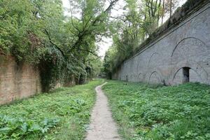 Rivne, Oekraïne - september 16, 2023 ruïnes van de tarakaniv fort of dubno fort nieuw kasteel. verdediging bouwkundig monument van de 19e eeuw foto