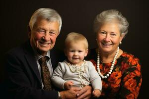 grootouders met hun geliefde kleinkinderen. ai generatief foto