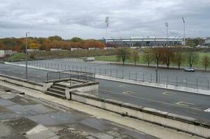 Neurenberg, Duitsland - nov 12, 2023 - trap leidend naar beneden naar de spreker stadium van de zeppelintribune in Neurenberg, Duitsland foto