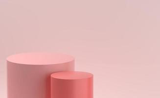 minimaal roze productpodium met zachte verlichting voor productshowcase foto