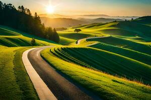 de weg naar de zon. ai-gegenereerd foto