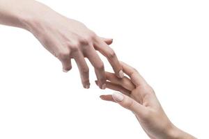 handen die elkaar zachtjes aanraken. resolutie en mooie foto van hoge kwaliteit