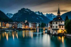 de stad- van lauterbrunnen, Zwitserland. ai-gegenereerd foto
