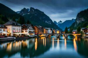 de stad- van Altenburg in de Alpen, Zwitserland. ai-gegenereerd foto