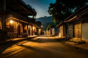 een straat in de dorp van kodagu, kodagu, Indië. ai-gegenereerd foto