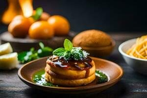 een bord van voedsel met pasta, saus en kaas. ai-gegenereerd foto