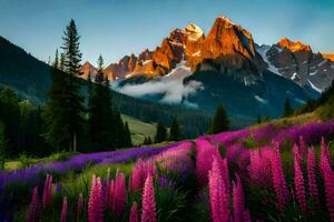 de bloemen van de Alpen, persoon, Alpen, Alpen, Alpen, al. ai-gegenereerd foto
