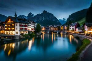 de stad- van Altenburg in Zwitserland Bij nacht. ai-gegenereerd foto