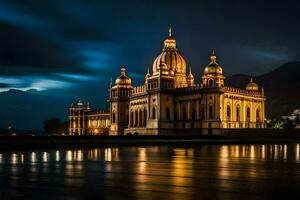 de gouden tempel Bij nacht. ai-gegenereerd foto