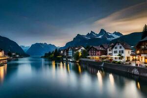 de stad- van hallstatt, Zwitserland. ai-gegenereerd foto