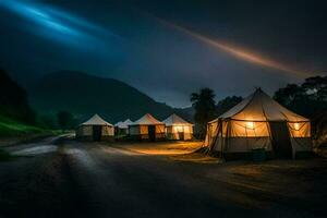 foto behang de lucht, nacht, tent, bergen, nacht, de lucht, nacht, de. ai-gegenereerd