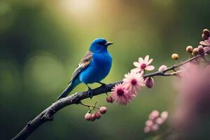 foto behang de lucht, vogel, bloemen, de zon, de vogel, de vogel, de. ai-gegenereerd