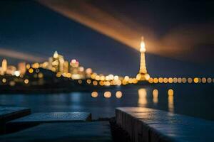 foto behang de stad, nacht, de eiffel toren, de stad, de stad,. ai-gegenereerd