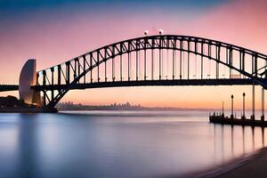 Sydney haven brug Bij zonsondergang. ai-gegenereerd foto