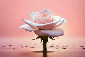 een single wit roos is staand in water. ai-gegenereerd foto