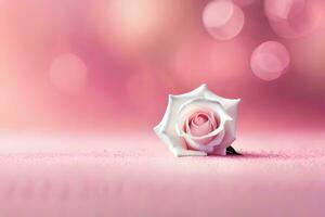 een single roos Aan een roze achtergrond. ai-gegenereerd foto