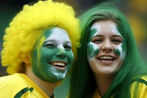 braziliaans meisjes genieten van carnaval festival in Brazilië. neurale netwerk ai gegenereerd foto