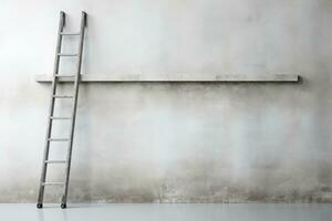 blanco vuil grunge muur met ladder. generatief ai foto