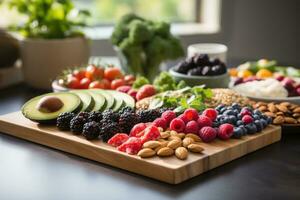 groenten en granen, voedsel voor mensen wie niet doen eten vlees. generatief ai foto