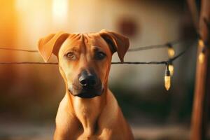 detailopname van schattig hond met mooi bokeh achtergrond, generatief ai foto