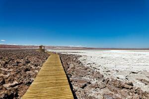 landschap van de verborgen baltinapijn lagunes - atacama woestijn - Chili. foto