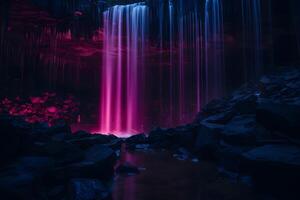 prachtig waterval landschap - robijn valt in Tennessee in schemering ai generatief foto