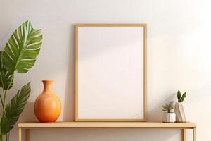 blanco leeg mockup houten foto kader ai generatief