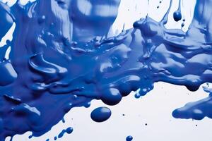 dichtbij omhoog van blauw verf vormen Aan wit achtergrond met kopiëren ruimte. ai generatief foto