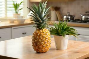 ananas klaar naar dienen in de keuken tafel ai gegenereerd foto