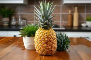 ananas klaar naar dienen in de keuken tafel ai gegenereerd foto