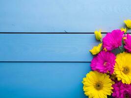 samenstelling van botanisch bloemen met een houten achtergrond. ai generatief foto