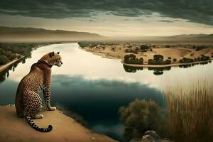 Perzisch luipaard is een prachtig dier van welke het komt oprecht respect. neurale netwerk ai gegenereerd foto