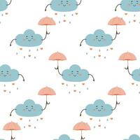 naadloos patroon schattig wolk met paraplu, harten foto