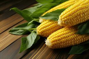 foto's van maïs in binnen- foto studio ai gegenereerd