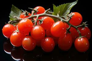 foto's van kers tomaten in binnen- foto studio ai gegenereerd