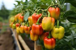 foto's van paprika klok peper klaar naar dienen in binnen- studio ai gegenereerd foto