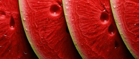 gedetailleerd macro visie van watermeloen vlees. ai generatief foto