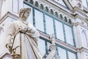 dante alighieri standbeeld in florence, toscane regio, italië. foto