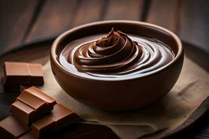 chocola in een schaal. ai-gegenereerd foto